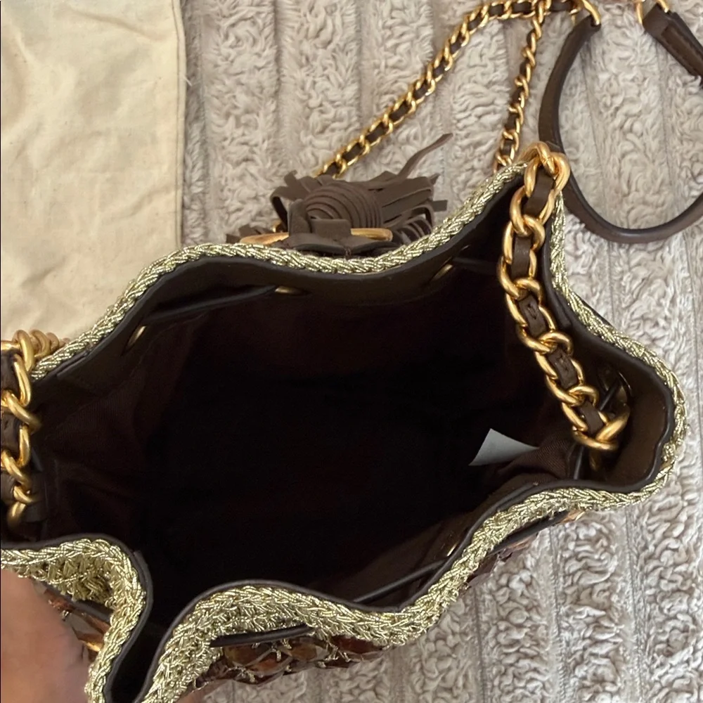 Tory Burch Brown and Gold Embellished Mini Bag